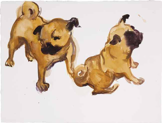 Dog walkers by Sam Fullbrook at Olsen Gallery