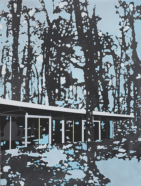 House, Forest, Black by Paul Davies at Olsen Gallery