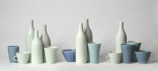 Three beakers by Gwyn Hanssen Pigott at Olsen Gallery