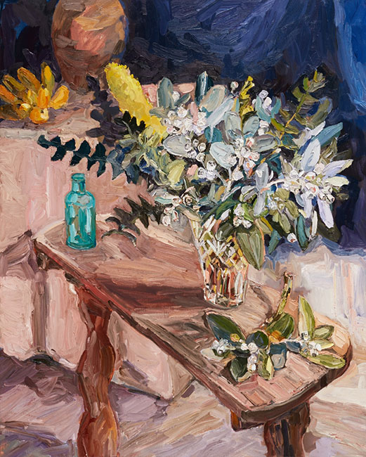 Grevillea, flowering gum and hydrangea by Laura Jones at Olsen Gallery
