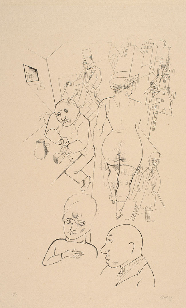 Notizblatt des Sittenpolizisten (Sketch of Seated Policeman) by George Grosz at Olsen Gallery