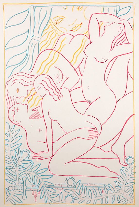 P U S S Y - Line Drawing by Alphachanneling  at Olsen Gallery