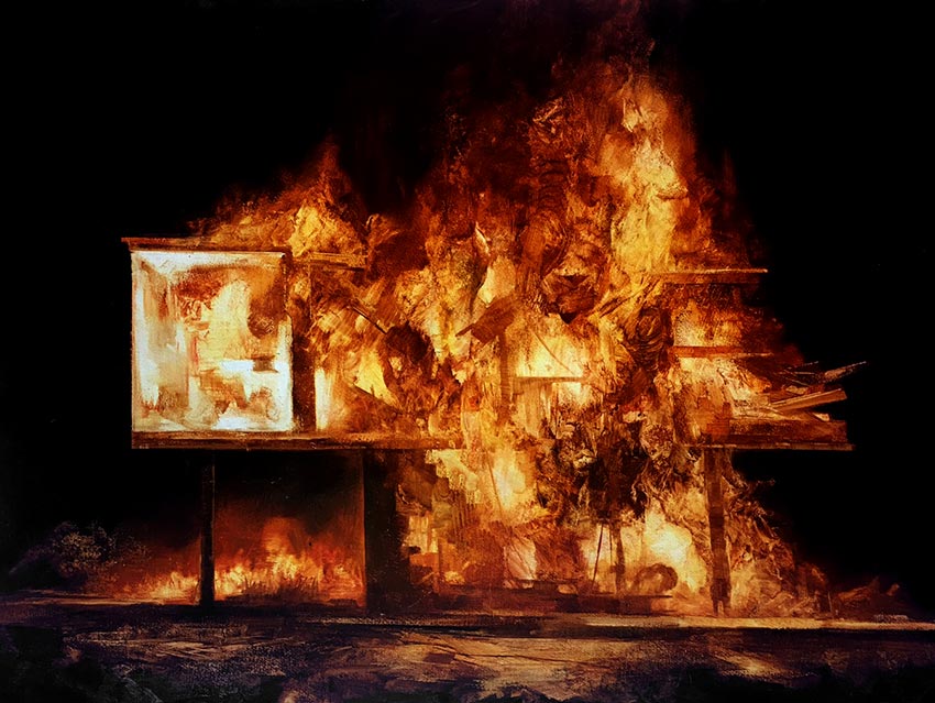 Burning House (Study 3) by Peter Gardiner at Olsen Gallery