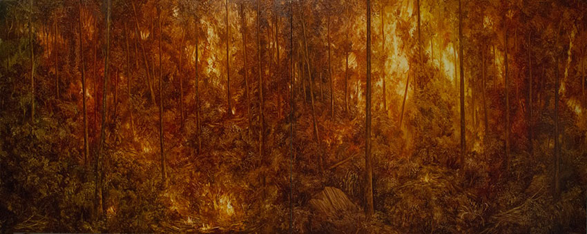 Burning House (Study 1) by Peter Gardiner at Olsen Gallery