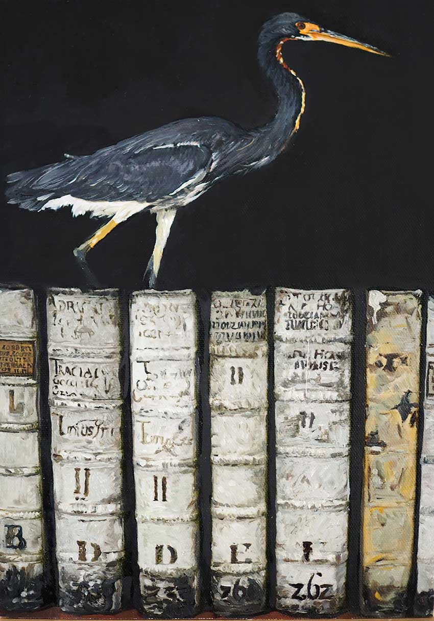 Heron in Library 2 by James McGrath 