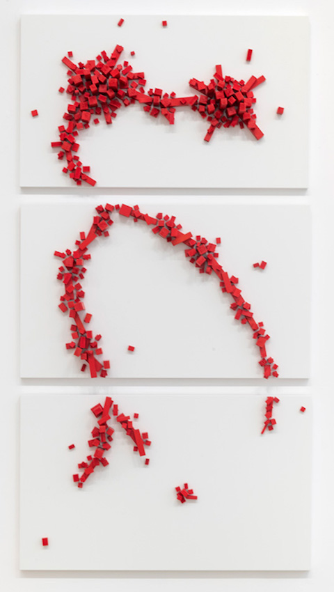 Red on White 3 Panels by Bo Droga