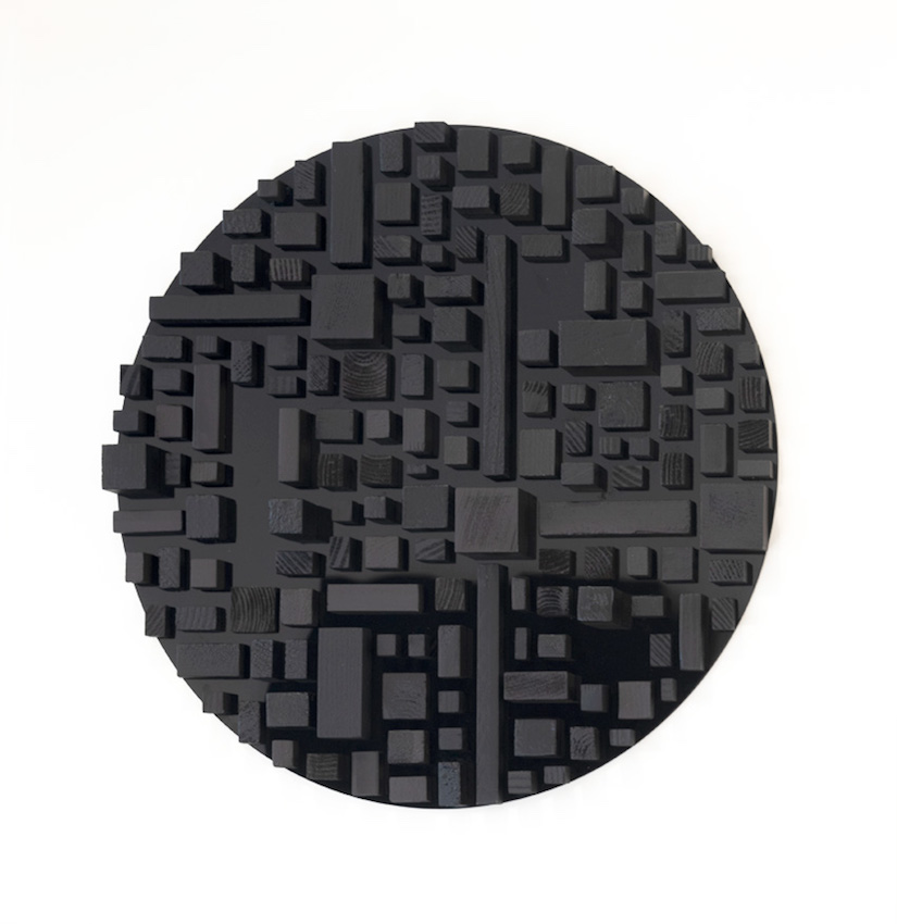 Black on Black Circle / White Panel I by Bo Droga