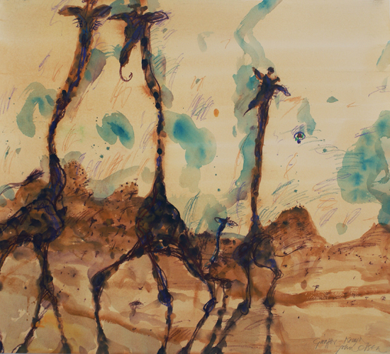 Giraffes at Mt Kenya by John Olsen