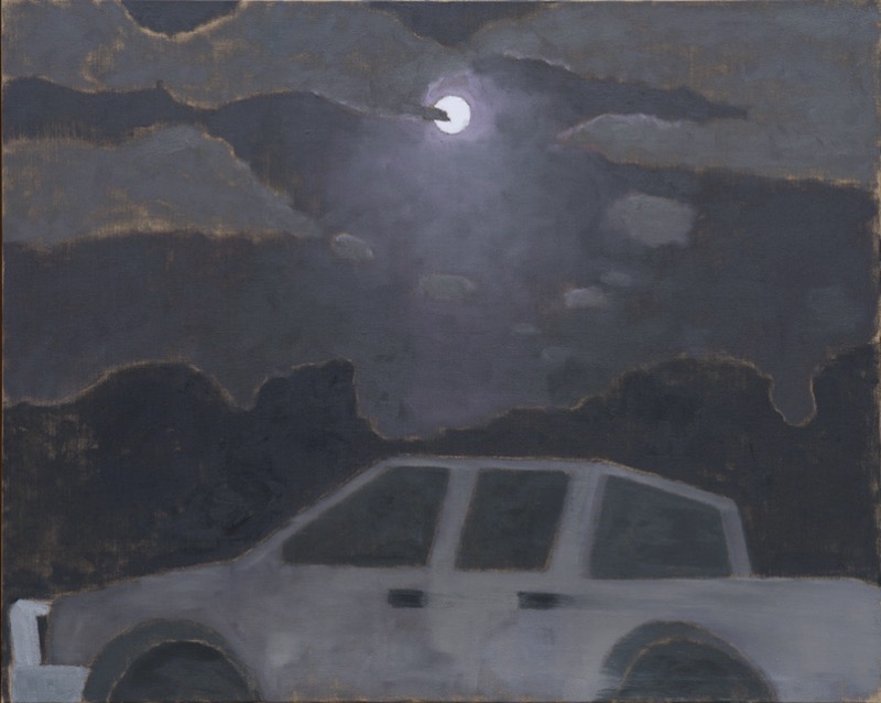 Pink moon and ute by Janis Clarke