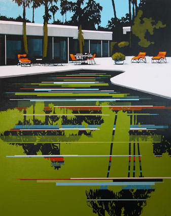 Centenary Pool, Brisbane, Yellow/Grey Stripe by Paul Davies at Olsen Gallery