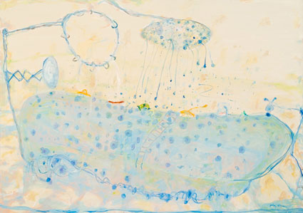 Onkaparinga Hill, Blue Wren & Fox, SA by John Olsen at Olsen Gallery