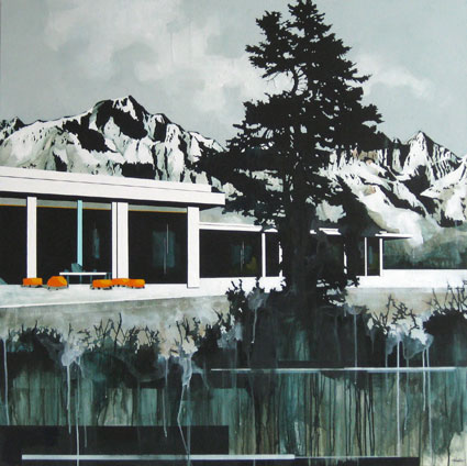 Modern Home + Pool + Cream Sky by Paul Davies at Olsen Gallery