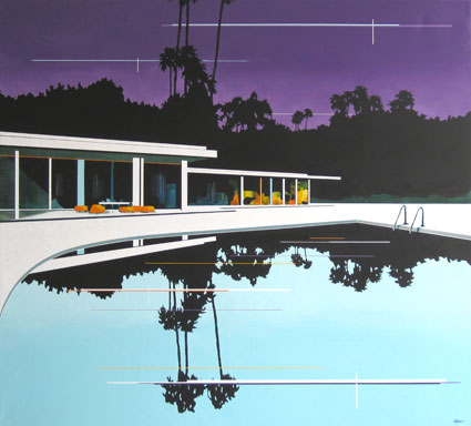 Pool Reflection + Modern Home, Purple Sky Davies