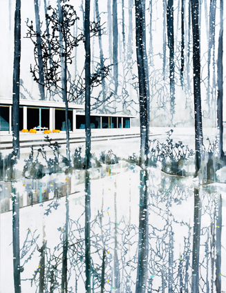 Snow Forest Reflection and House Davies