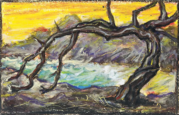 Artwork: Drawing river and tree