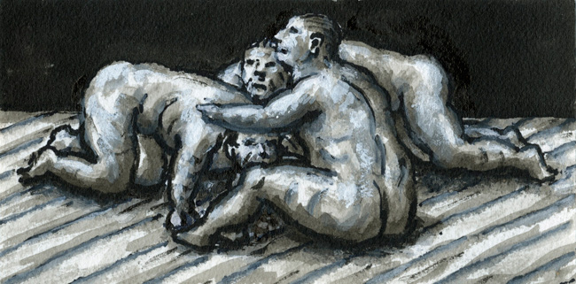 Artwork: Drawing 2011 three figures on floor