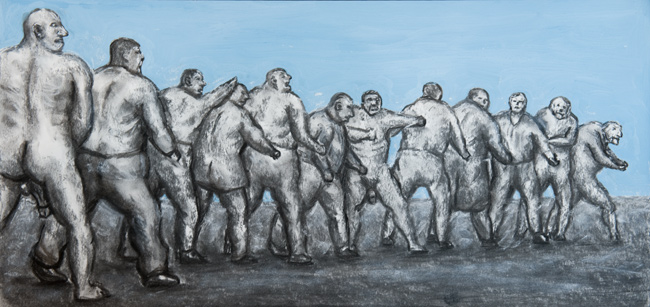 Artwork: Drawing 2013 twelve men single file