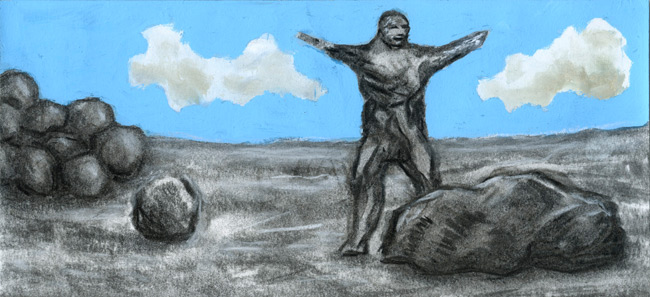 Artwork: Drawing 2013 figure with clouds