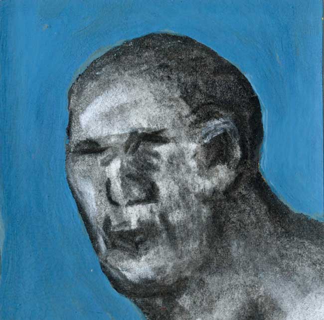 Artwork: Drawing 2013 head blue background