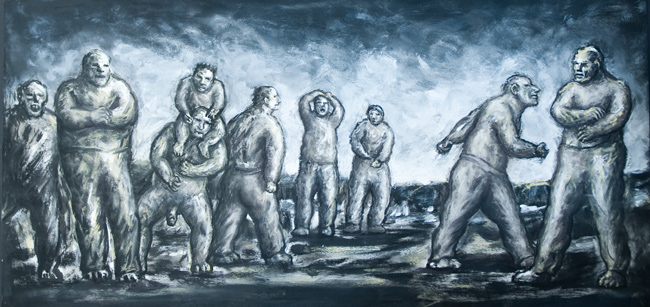 Artwork: Drawing 2010 nine figures in landscape