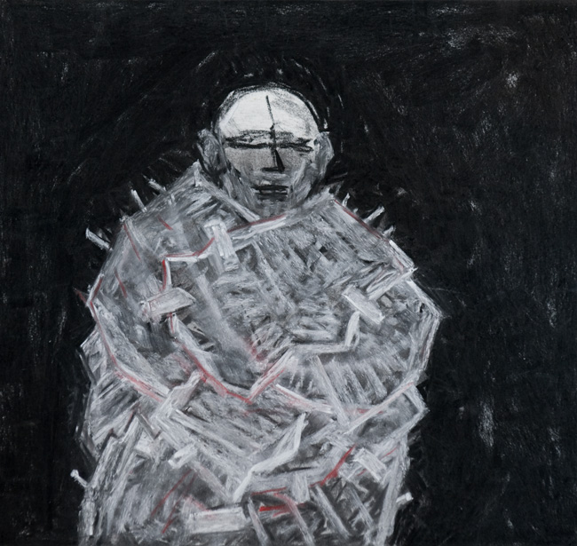 Artwork: Drawing 2006 man in cardboard