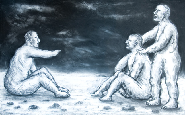 Artwork: Drawing 2009 three figures in conversation