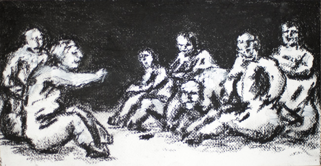 Artwork: Drawing 2009 six seated figures