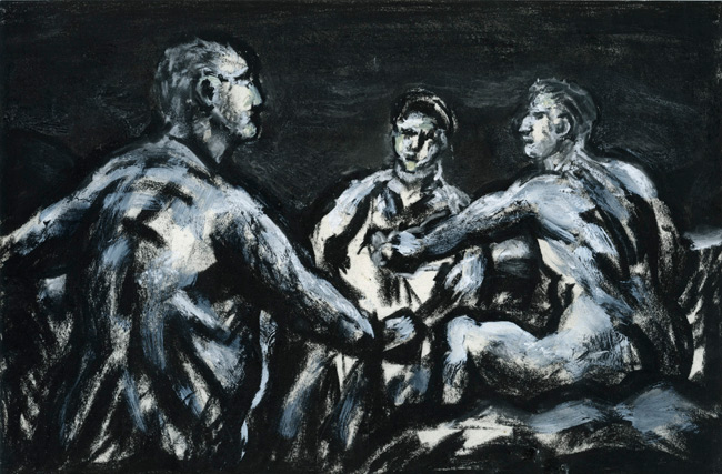 Artwork: Drawing 2000 three figures black background