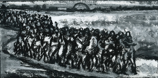 Artwork: Drawing c1995 marching crowd