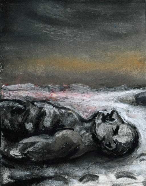 Artwork: Drawing 2010 laying man face up