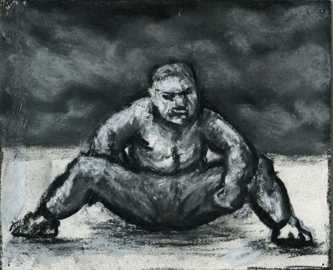 Artwork: Drawing 2004 man seated on floor