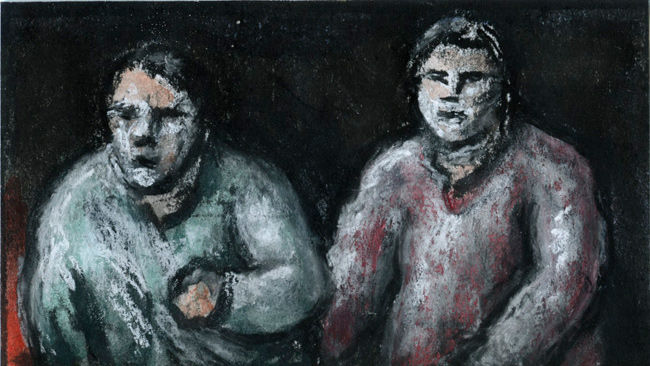 Artwork: Drawing 2004 green and red figures