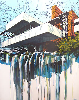 Artwork: Falling Water Blue and White Copy