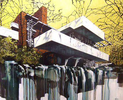 Artwork: Falling Water Yellow and Brown Copy