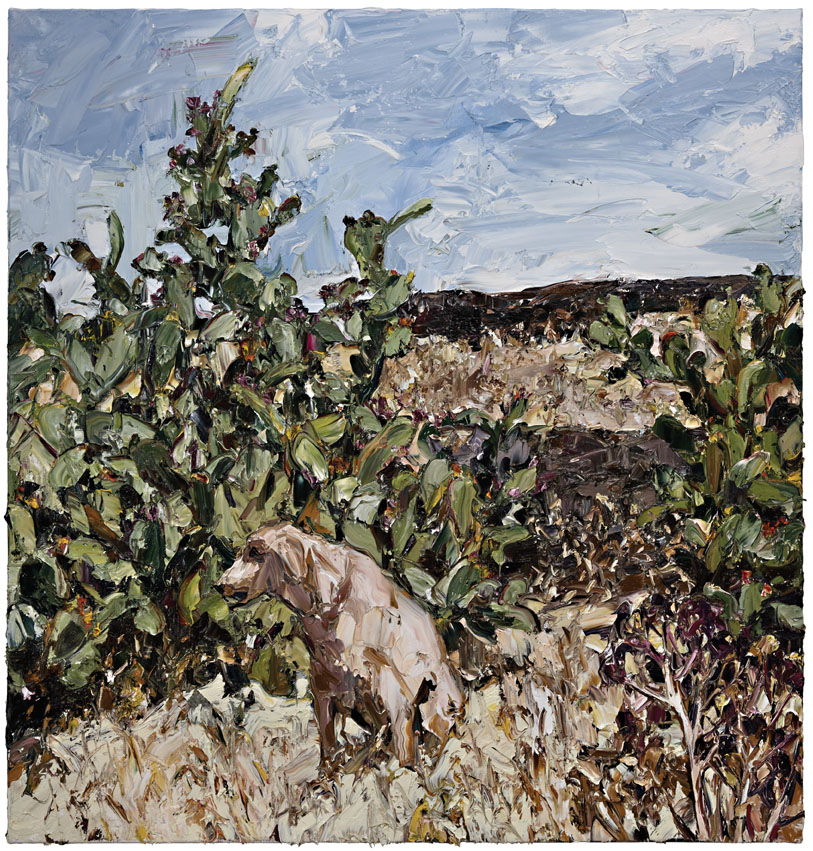 Artwork: Sicilian landscape dog and cactus