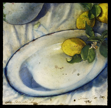 Artwork: White Plate with Blue Blossom