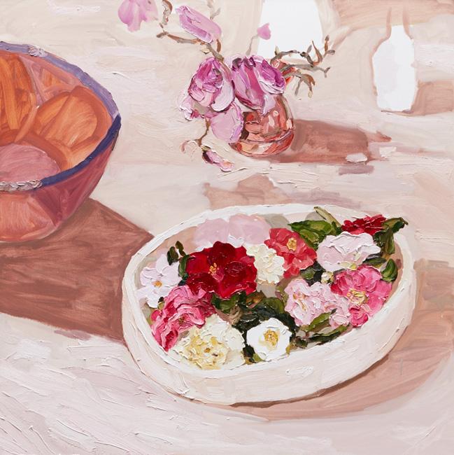 Artwork: Bowl of camelias