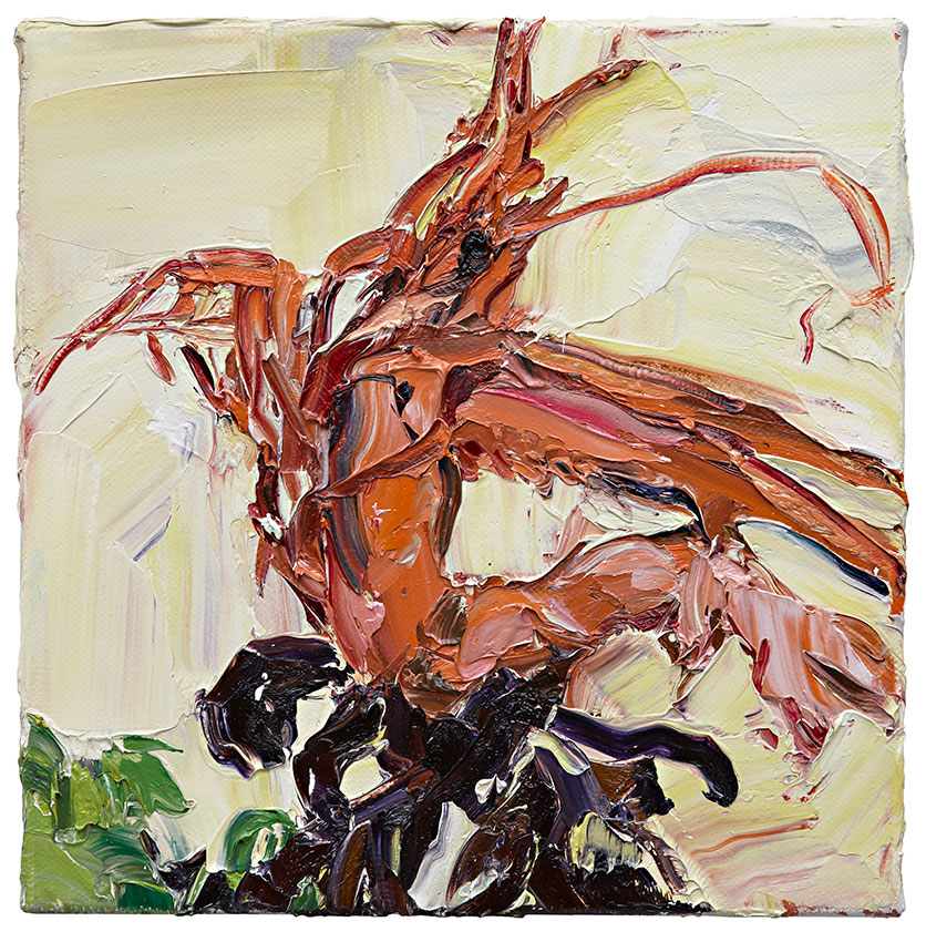 Artwork: Langoustine with seaweed and lettuce