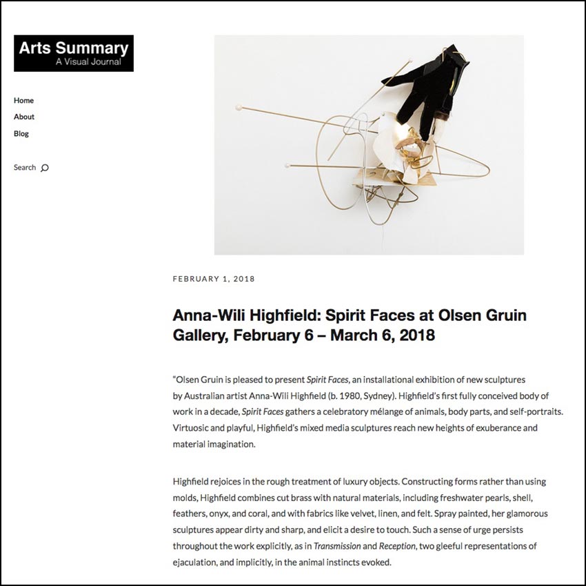 Anna-Wili Highfield: Spirit Faces at Olsen Gruin Gallery