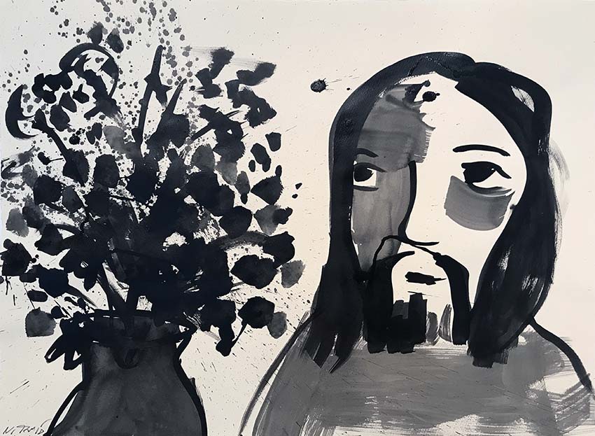 Artwork: Flowers and man