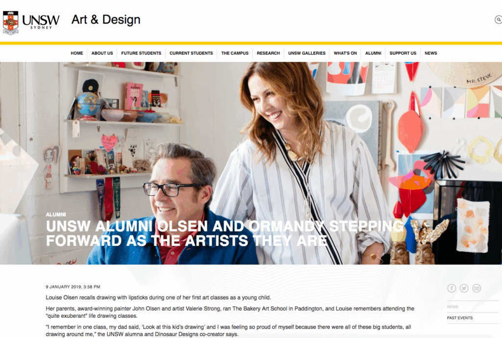 UNSW alumni Olsen and Ormandy stepping forward as the artists they are