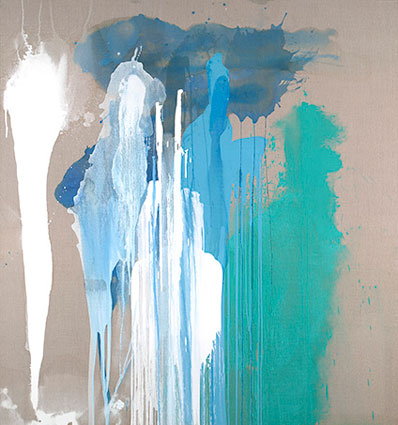 Artwork: Abstraction in vinyl resin and watercolour on raw linen with acrylic sealing