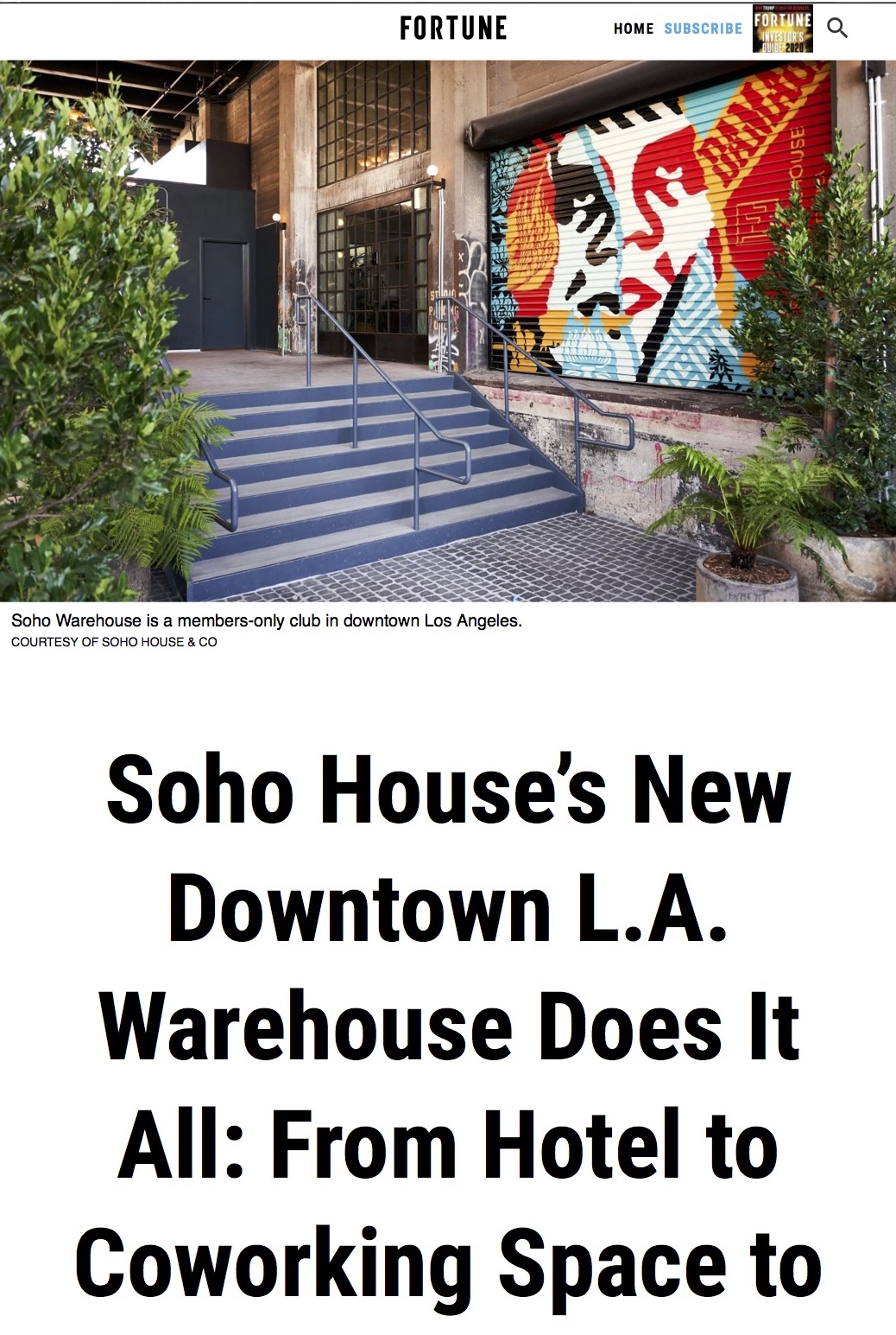 Soho House’s new Downtown L.A. Warehouse Does It All: From Hotel to Coworking Space to Dinner and Drinks