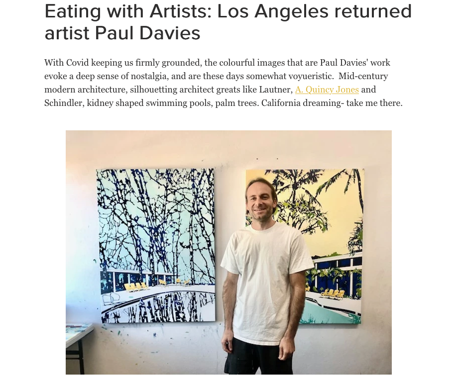 Eating With Artist: Los Angeles returned artist Paul Davies