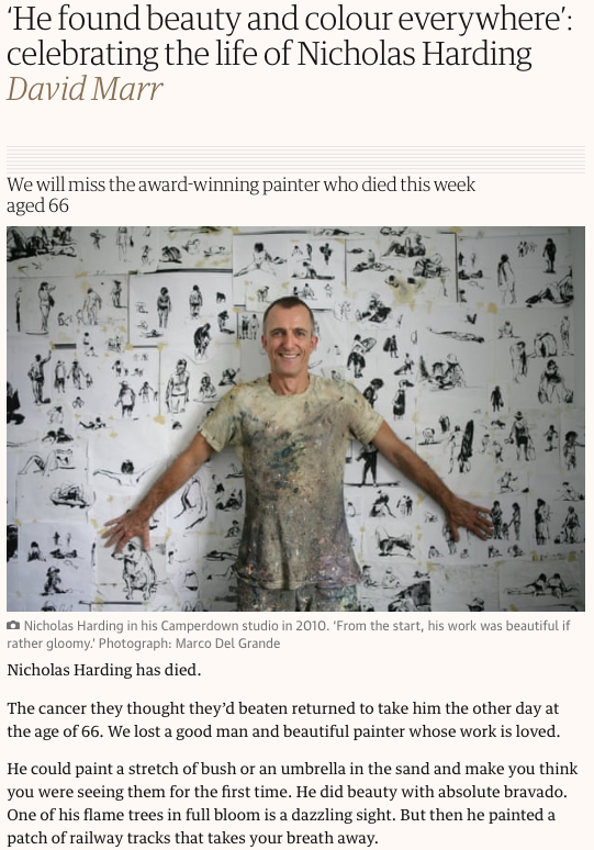‘He found beauty and colour everywhere’: celebrating the life of Nicholas Harding | The Guardian