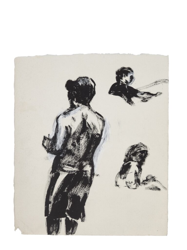 Artwork: Untitled Beach figures boardshorts bum crack