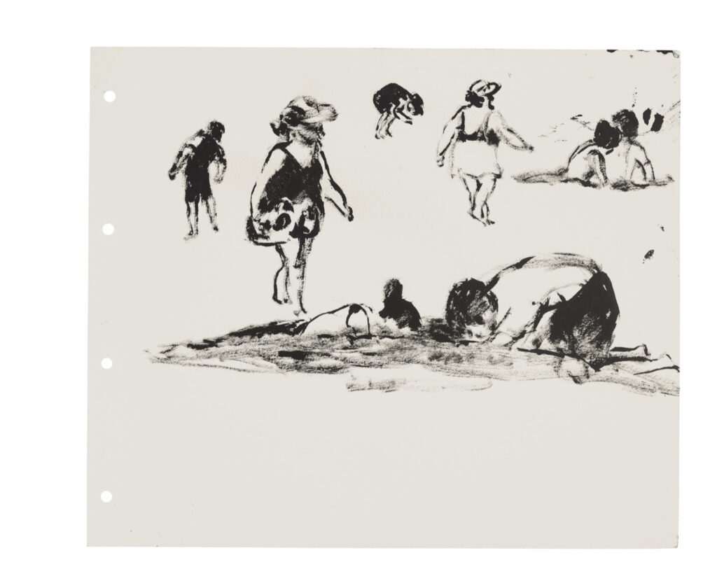 Artwork: Untitled Beach life figures digging in the sand