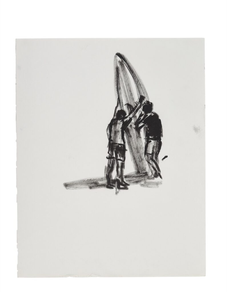 Artwork: Seal Rocks Two figures canoe