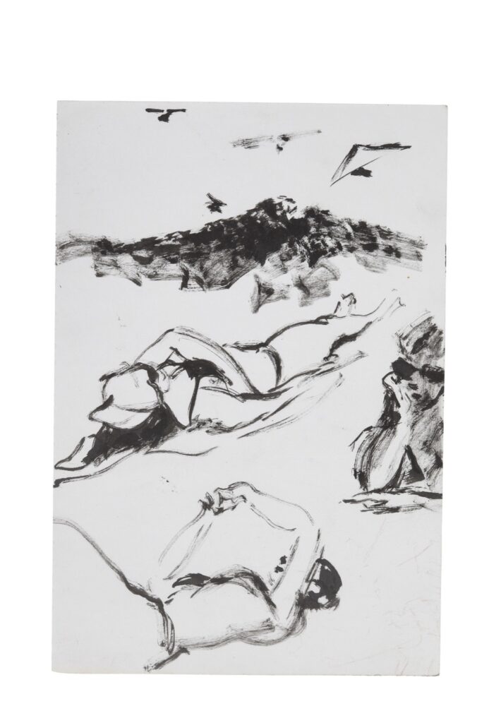 Artwork: Untitled Byron Bay figures paragliders