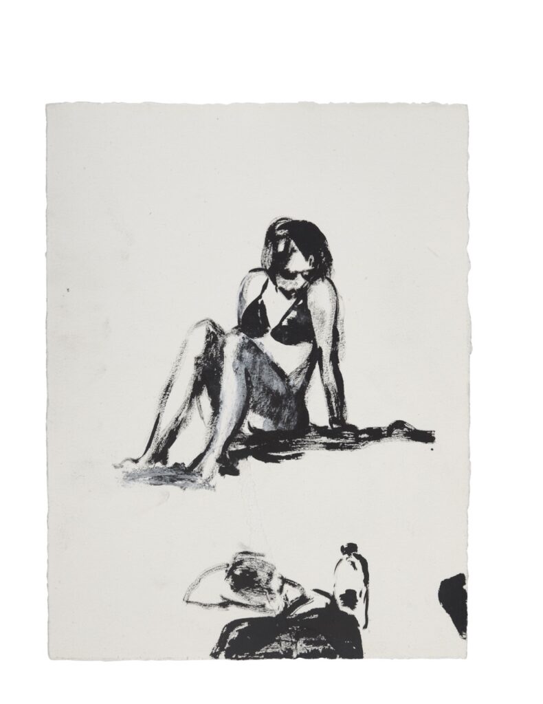 Artwork: Untitled beach figure bikini waterbottle sunglasses